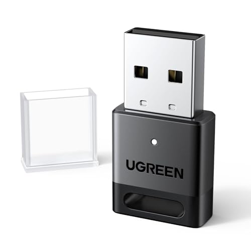 UGREEN PC 블루투스 5.4 동글 수신기 EDR 및 BLE용 USB 블루투스 어댑터, 플러그 앤 플레이 윈도우 11/10/8.1 지원, 데스크톱, 노트북, 헤드폰, 키보드, 마우스, 스피커, 프린터용 - size: Small