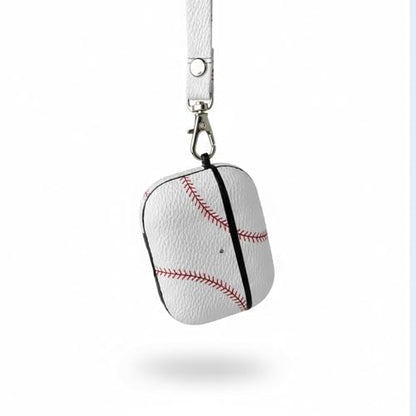 Baseball AirPods Pro 3 Case 2025, Premium PU Leather Protective Cover with Keychain, Cute Hard Shell Earbuds Case, White - color: (Baseball-05), size: Compatible with Airpods Pro 3(Model A2700/A2931)
