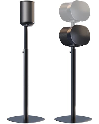 Speaker Stands for Sonos Era 100, 100 SL & Era 300 - Hidden Cable, 1 Pair | Sturdiness, Easy to Assemble, 29.1–39'' Height Adjustable, Two Base Mounting Options, Black, Max holds 11lbs(per one)
