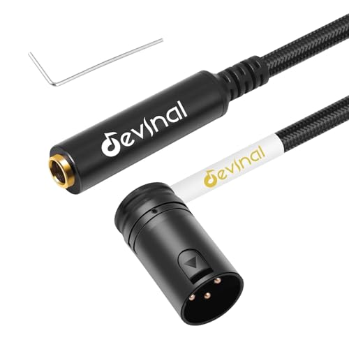 Rotatable Right-Angle XLR to 1/4" Female Cable, Adjustable-Angle Low-Profile XLR Male to 6.35mm TS/TRS Microphone Adapter Connector, 1 FT - color: 635F_XLRM