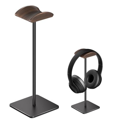 Wooden Headphone Stand for Desk - Headphone Holder | headset stand with Aluminum Hanger and wooden support, headphone holder for AirPods Max, Sony, Bose, Beats and More