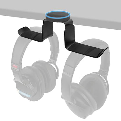 GEEKRIA Dual Magnetic Headphone Holder, Aluminum Headset Hook with Strong Magnet, Desk Mount Headphone Hanger, Non-Slip Rubber Pad, Holds 2 Headphones, Gaming & Office (Black) - style: Two Seater
