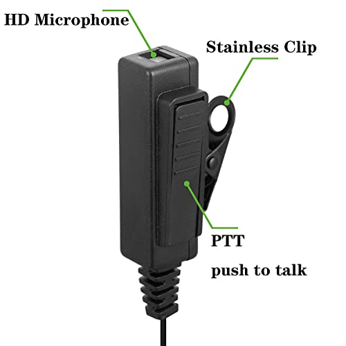 Earpiece with mic PTT Compatible for Motorola Walkie Talkie Radio cls1110 cls1410 bpr40 cp100 cp185 cp200 cp200d rdm2070d with One Pair Medium Earmolds, Covert Acoustic Tube Headset, 2 Pack