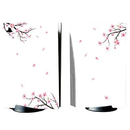 PlayVital Skin Decal for ps5 Console Disc Edition, Full Set Sticker Wrap Vinyl Decal Cover for ps5 Controller & Charging Station & Headset & Media Remote - Falling Cherry Blossom - color: Falling Cherry Blossom