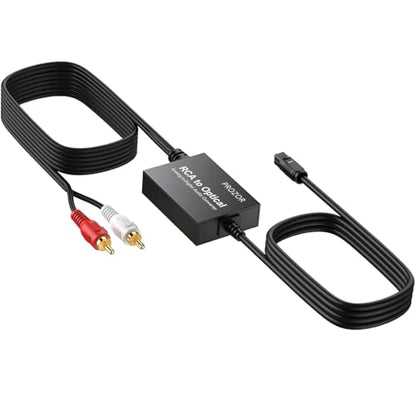 PROZOR Analog to Digital Audio Converter, RCA to Optical Audio Converter, with Built-in RCA to Optical Cable, Analogue Signals into Digital Audio, for Turntable/CD/DVD to Soundbar (Not Reversible) - style: RCA to Optical
