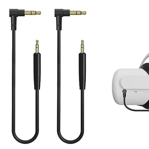 GEEKRIA VR Short Audio Cable Compatible with Meta Quest 3, Meta Quest 2, 3.5mm to 2.5mm Cord, TRS Replacement Cable for Headphones, Fits the Audio Interface on The Same Side (2 Pack / 1ft)