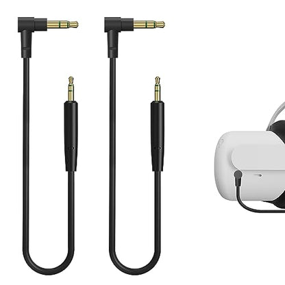 GEEKRIA VR Short Audio Cable Compatible with Meta Quest 3, Meta Quest 2, 3.5mm to 2.5mm Cord, TRS Replacement Cable for Headphones, Fits the Audio Interface on The Same Side (2 Pack / 1ft)