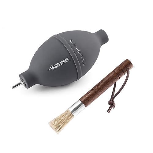 MHW-3BOMBER Air Blower and Coffee Grinder Cleaning Brush, Coffee Machine Cleaning Tool Set, Air Duster and Walnut Wood Brush Kit for Espresso, Camera, Keyboard, Coffee Powder Cleaning Tool CS7088-OS - size: Air Blaster+6.9in Brush