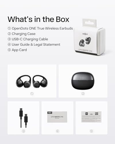 SHOKZ OpenDots ONE Open-Ear Clip-On Bluetooth Earbuds, Black, Dolby Audio - color: Black