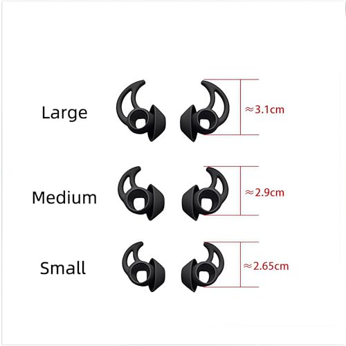 Replacement Ear Tips for Bose Sport Earbuds and Bose Free Earbuds, Silicone Wingtip Covers, Anti-Slip, Black, 3 Pairs