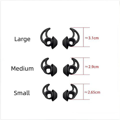 Replacement Ear Tips for Bose Sport Earbuds and Bose Free Earbuds, Silicone Wingtip Covers, Anti-Slip, Black, 3 Pairs