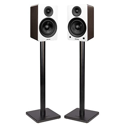 Fluance Ai61 Powered 2-Way 2.0 Stereo Bookshelf Speakers with Speaker Stands 6.5" Drivers 120W Amplifier for Turntable Bluetooth 5 Wireless Music Streaming - RCA Optical USB & Sub Out (White Walnut) - color: White Walnut, size: With Square Stand