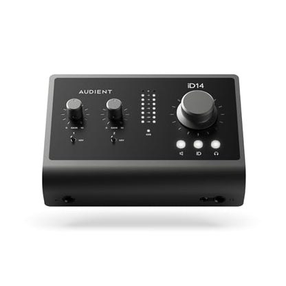 Audient Audio Interface iD14 MKII, 2 Class-A Microphone Preamps (High Performance USB Audio Interface, USB-C Connector, Monitor Mix and Monitor Panning Function, 2 Headphone Outputs), Black