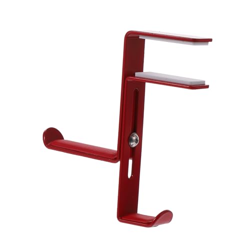 Adjustable Headphone Rack for Desk – Metal Clamp Hook Punch-Free Design Suitable for Home Office Use Compatible Headsets and Controllers - color: Red