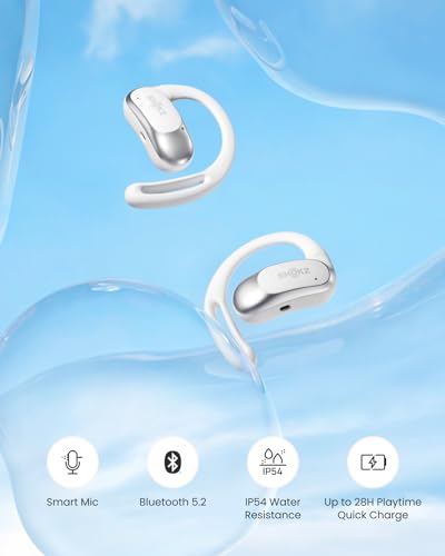 SHOKZ OpenFit Air - Open-Ear Headphones, True Wireless Earbuds, Water Resistant, Secure Earhooks for Daily Use, White - color: White
