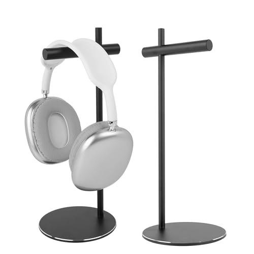 Aluminum Alloy Headphone Stand for Desk with Non-Slip Base - Universal headset stand Compatible with Over-Ear, On-Ear and Neckband Headphones (Black) - color: Black