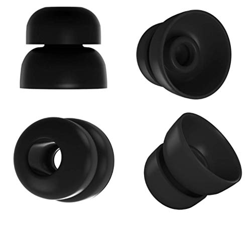 Zotech 20 Pcs Large Silicone Replacement Ear Buds Tips (Black) (Double Flange)