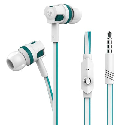Rosmas Wired Earbuds in-Ear Headphones with Microphone, 3.5mm Jack Corded Earphones Stereo Bass Earbuds, S/M/L Soft Silicone Tips Compatible with iPhone Android Laptop iPad MP3(White) - size: White –– Standard