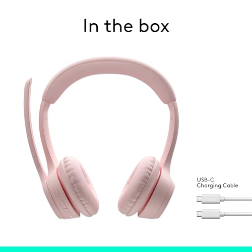 Logitech Zone 300 Wireless Bluetooth Headset with Noise Canceling - Rose | Microphone, compatible with Windows, Mac, Chrome, Linux, iOS, iPadOS, Android - color: Rose