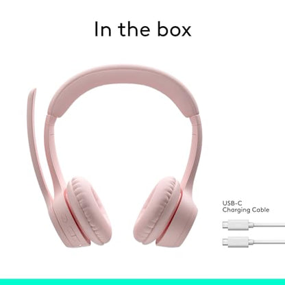 Logitech Zone 300 Wireless Bluetooth Headset with Noise Canceling - Rose | Microphone, compatible with Windows, Mac, Chrome, Linux, iOS, iPadOS, Android - color: Rose