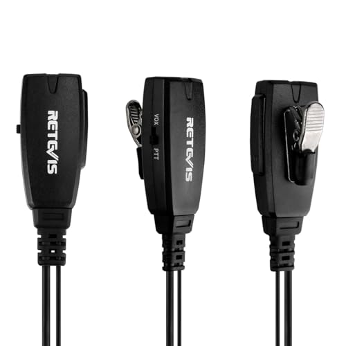 Retevis Hands Free Two Way Radio Headset with Mic, for RT22/RT68/RT21/H777/RT27 | VOX, Coil, G-Type Earhook, Compatible with Pxton, Baofeng BF-888S, Kenwood Walkie Talkie, Walkie Talkie Earpiece(1 Pack)