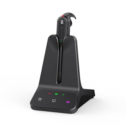 Yealink DECT Wireless Headset,Single Ear (Mono) Convertible Office Headset | WH63 E2 UC,Noise Canceling Mic,607Ft Range,3 Wearing Styles,Connects to Desk Phone and Computer/PC/Laptops