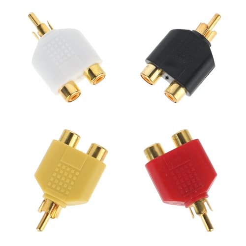 4Pcs RCA Y Splitter Plug Adapter RCA 1 Male to 2 Female Audio Speaker 2 Female to 1 Male Y Adapter Splitter Cable for Audio Video Av Tv Cable Convert