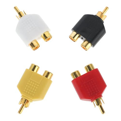 4Pcs RCA Y Splitter Plug Adapter RCA 1 Male to 2 Female Audio Speaker 2 Female to 1 Male Y Adapter Splitter Cable for Audio Video Av Tv Cable Convert