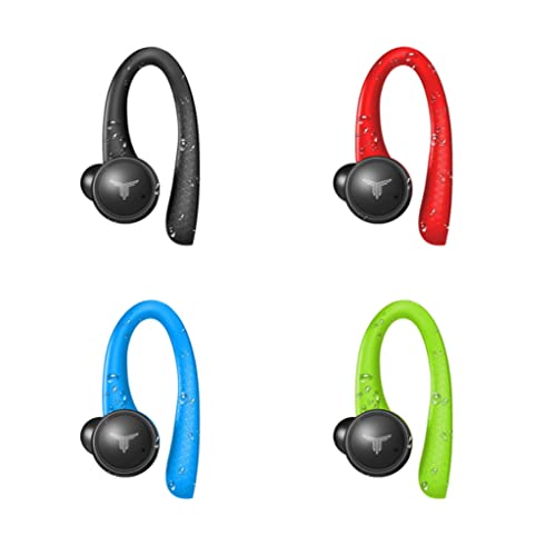 True Wireless Earbuds, Dual Microphone and Replaceable Ear-Hooks, Bluetooth 5.0, Waterproof Sport Design for Outdoor Gym Workout