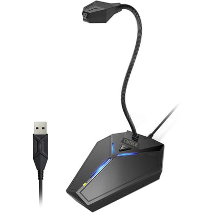 CMTECK USB Computer Microphone, Plug-and-Play, Studio-Quality for PC,Laptop | One-touch mute with LED indicator, noise-cancelling, 360° adjustable extra-long gooseneck desktop Mic. Works with Windows/Mac - color: with mute button