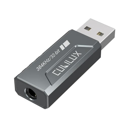 USB to 3.5mm Audio Adapter, Hi-Res 384KHz/32-bit USB A DAC Dongle, UAC 2.0 External Sound Card for PC Laptop MacBook, Windows 11/10, macOS, Linux
