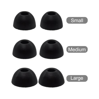 Klowcok Replacement Foam Ear Tips for Raycon Everyday/Fitness/Impact, Black | Memory Foam Earbuds Tips, 3 Pairs (S/M/L)