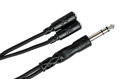 Hosa YMP-234 1/4 Inch TRS to Dual 3.5 mm TRSF Y-Cable | 1/4" TRS to dual 3.5mm TRS Y-cable for smartphones, laptops and headphones