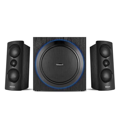 Elimavi 2.1 Computer Speaker System, 6.5" Subwoofer, 120W RMS, Black | Three-Way Design, 2 X 1" Tweeter, 4 x 2.75" Midrange Drivers, RCA/Coaxial/Optical Audio Inputs, BT5.3 Wireless Connection