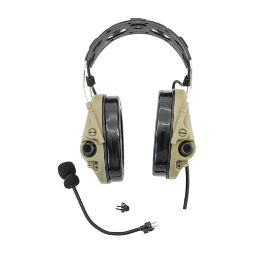 TAC300 Noise Cancelling Tactical Headset, Detachable Headband, 2Pin PTT for Airsoft Hearing Protection - color: Tan