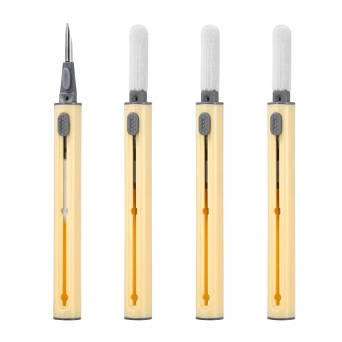 4PCS Earphone Cleaner Kit - Ultra Portable Multi-Function Cleaner Kit Soft Brush for Bluetooth Earphones Case Cleaning Tools, Light Yellow - color: Light Yellow