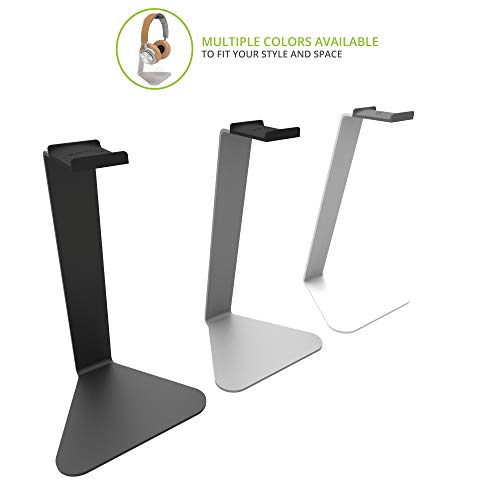 Kanto H1 Universal Headphone Stand - Silver - Solid Steel Construction - Curved Silicone Resting Surface - color: Silver, style: H1 Universal