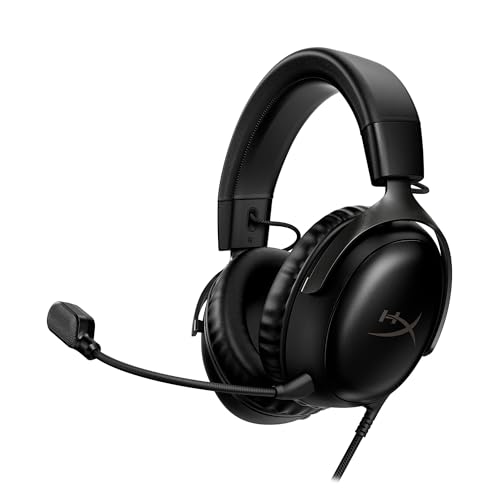HyperX Cloud III – Wired Gaming Headset, PC, PS5, Xbox Series X|S, Angled 53mm Drivers, Spatial Audio, Memory Foam, Durable Frame, Ultra-Clear 10mm Mic, USB-C, USB-A, 3.5mm – Black - color: Black, size: Regular, style: Wired