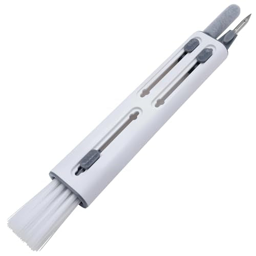 Cleaner Kit for Airpods, Earbud Cleaning Kit for Airpods Pro 1 2 3, Multi-Function Cleaning Pen with Soft Brush Flocking Sponge for Bluetooth Earphones Case Cleaning Tools, White