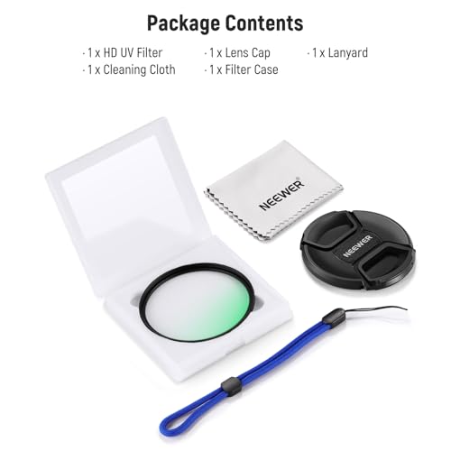 NEEWER 82mm MC UV Protection Filter with Lens Cap, Multi Resistant Nano Coatings/HD Optical Glass/Water Repellent/Scratch Resistant/Aluminum Alloy Ultra Slim Frame/Ultraviolet Filter - size: 82mm, style: UV w/Lens Cap