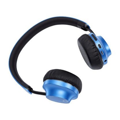 Wireless Headphones Over Ear, with Brushed Metal Design (Blue) | Over The Ear Headset with Foldable, Stereo Breathing Light, 16H Playtime for Travel Home Office Cellphone PC - color: Blue