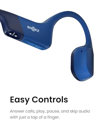 SHOKZ OpenRun - Open-Ear Bluetooth Bone Conduction Sport Headphones - Sweat Resistant Wireless Earphones for Workouts and Running - Built-in Mic (Renewed)