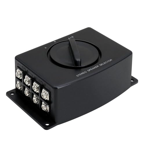 TNP 2-Way Speaker Selector Switch Box, A/B/A+B Stereo Speaker Splitter | Speaker Wire Switch for 2 Passive Speaker Pairs with Screw-Down Terminals; No External Power Required