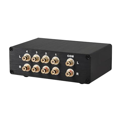 4 to 1 (1 to 4) RCA Audio Source Signal Switch Box Manual Passive Audio Splitter Box 1 in 4 Out HiFi Lossless selector L/R (RCA 0401GL)