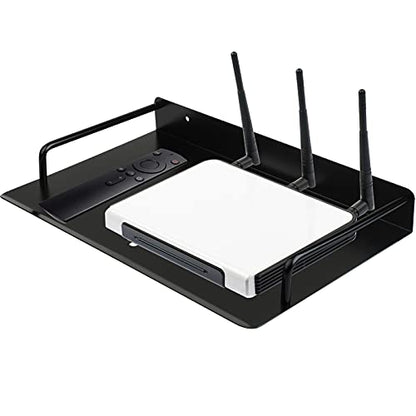Alumimum Alloy Wall Mount Shelf Bracket for TV Accessories WiFi Router TV Box Set Top Box (Black, 11.2'' x 8.2'') - size: 11.2'' x 8.2''