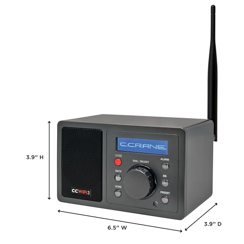 C. Crane CC WiFi 3 Internet Radio with Skytune, Bluetooth Receiver, Clock and Alarm with Remote Control, Access to Thousands of Radio Stations Worldwide (Pack of 2) - size: Small bedside (Pack of 2)