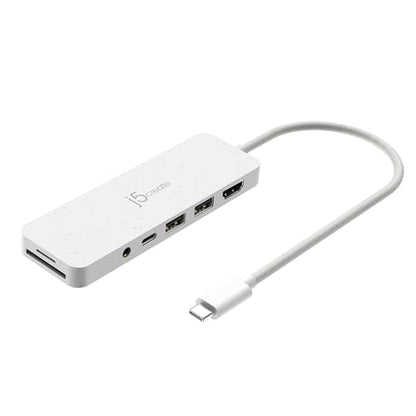 j5create USB-C Multi-Port Hub with Power Delivery with 4K HDMI/2 USB-A | PD 100W Charging SD&Micro SD/3.5mm Audio | for MacBook Pro&Air/iPad Pro/iMac/Surface/XPS/Thinkpad/Galaxy/and More(JCD373EW) - color: Natural White