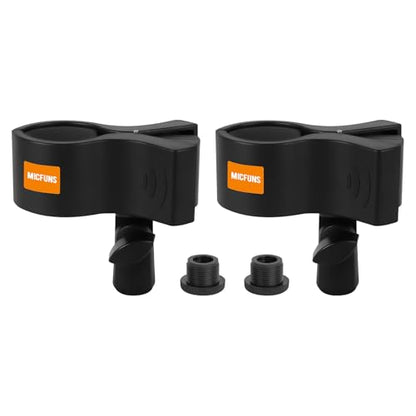 2 Pcs Upgraded Microphone Clip, Adjustable Mic Holder for Microphones with Outer Diameter Between 32mm and 60mm (2)