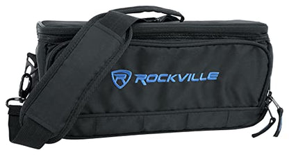 Rockville MB147 DJ Gear Mixer Gig Bag Case 14"x7"x6.5" + 13" Laptop Pocket | Dual Layer Foam Padding, Rugged Nylon, Rainproof, YKK Lockable Zippers, Shoulder Strap, Rubber Feet, Fits Controllers