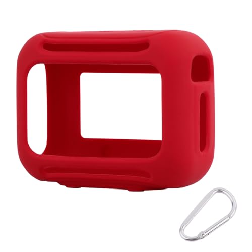 Silicone Case for JBL Go 5, Soft Skin Cover Portable Bluetooth Speaker Protective Sleeve, Anti-Scratch Shockproof Anti-Drop Shell Guard Protector with Carabiner (red) - color: red